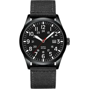 *MWA-PP   Mens Watches Unisex Military Sport Nylon Strap Stylish Luminous Fashion Analog Quartz Watch for Men Waterproof Army Tactical Casual Wristwatch