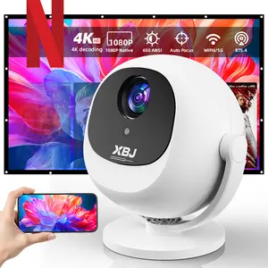 XBJ 4K/1080P Decoding Round Projector, 300 ANSI Auto Focus, Auto Keystone Correction, 360° Omnidirectional Projection, Android 11, WiFi 6 & Bluetooth 6.0, For Home Theater, Ideal Gift Choice.