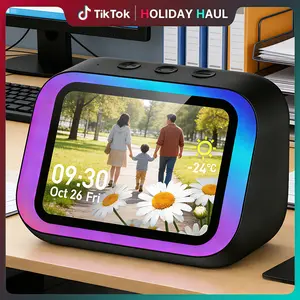 Wireless Audio Speaker Multifunctional Desktop Alarm Clock 2000mAh Battery Hi-Fi Stereo Sound with RGB Light Voice Control for Men Women Gifts TikTokShopHolidayHaul