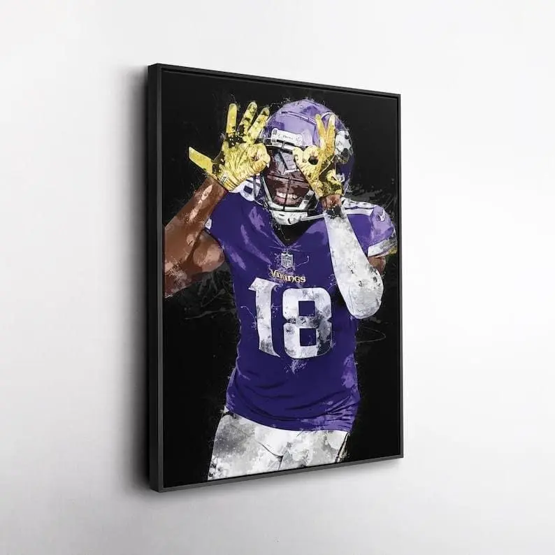 Justin Jefferson Poster - Minnesota Vikings Football Wall Art, Fan Room or Office Decor, Watercolor Print [UNFRAMED - PRINT ONLY]