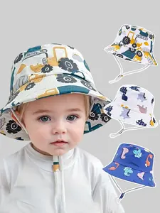 Baby Dinosaur Sun Hat, Thin Summer Cartoon Fisherman Cap, Fish Bob Hat, Unisex Toddler Sun Hat, Suitable for 1-3 Years, Head Size 46-50cm