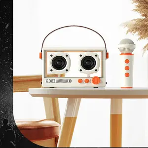 Portable Mini Karaoke Machine, USB Rechargeable Wireless Microphone with RGB Light, Bluetooth-compatible Speaker for Home Party, Audio