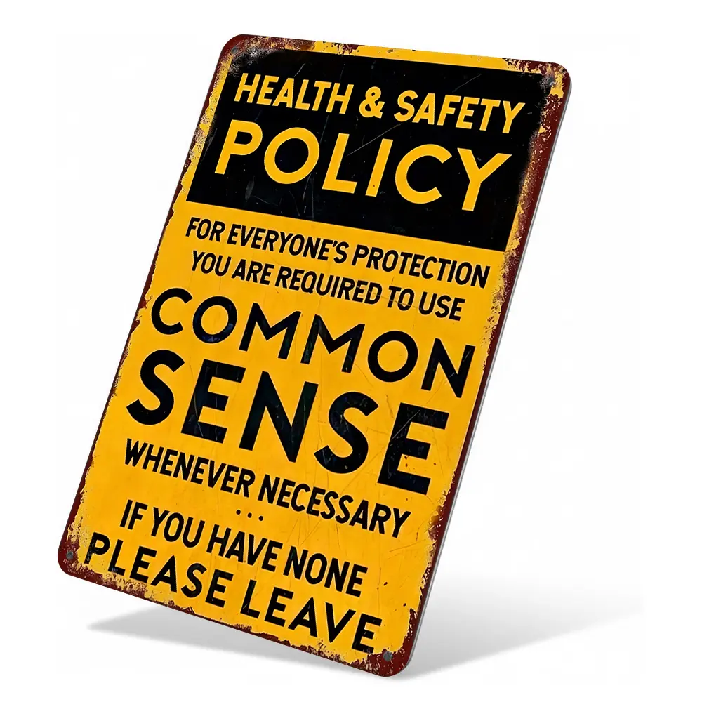 8x12in Aluminium Grunge Wall Art Sign - Common Sense Policy Vintage Retro Plaque, Weatherproof Premium Home Decor for Kitchen, Fun Gift for Coworkers,metal