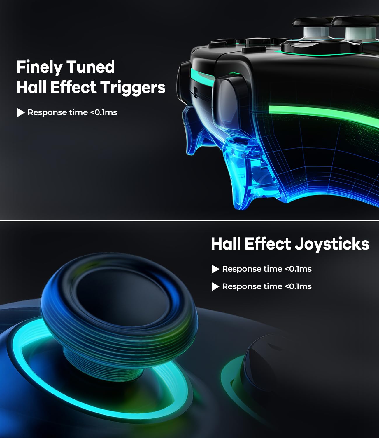 Wireless Hall PS5/PRO No Stick Drift Controller for PS5, PC, Mac, Steam Deck & Mobile - Bluetooth 5.0 Gamepad with Hall Effect Sticks, Touchpad, 6-Axis Gyro, Turbo,3.5mm Jack & Charging Cable