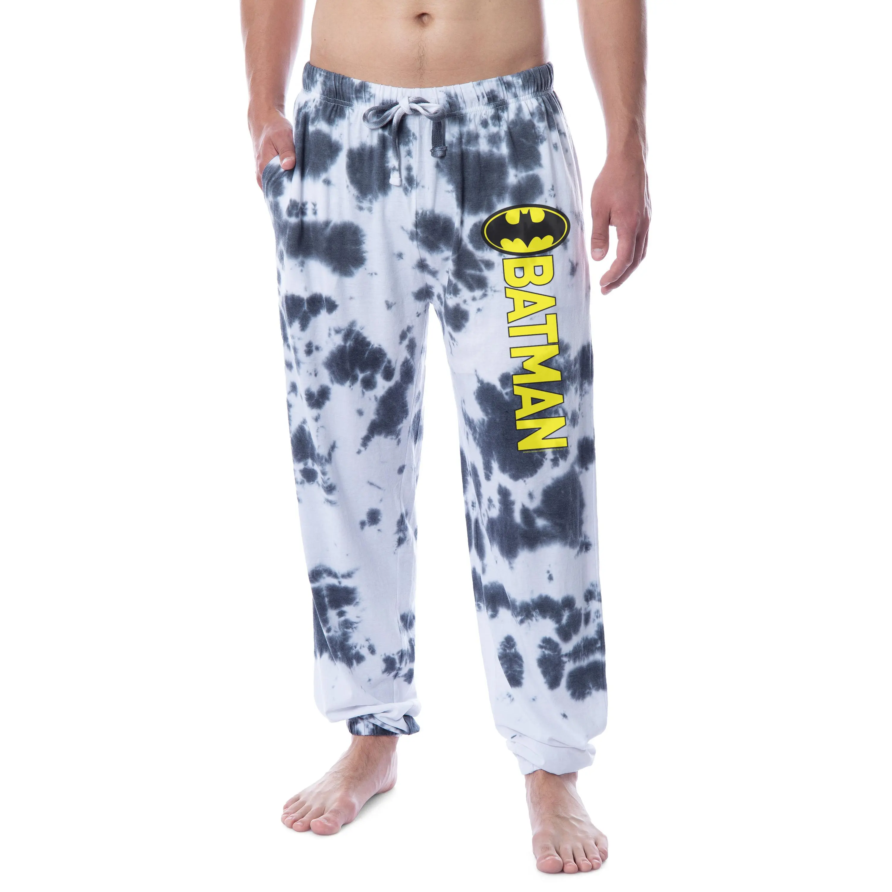 DC Comics Men's Batman Granite Tie Dye Bat Logo Sleep Jogger Pajama Pants