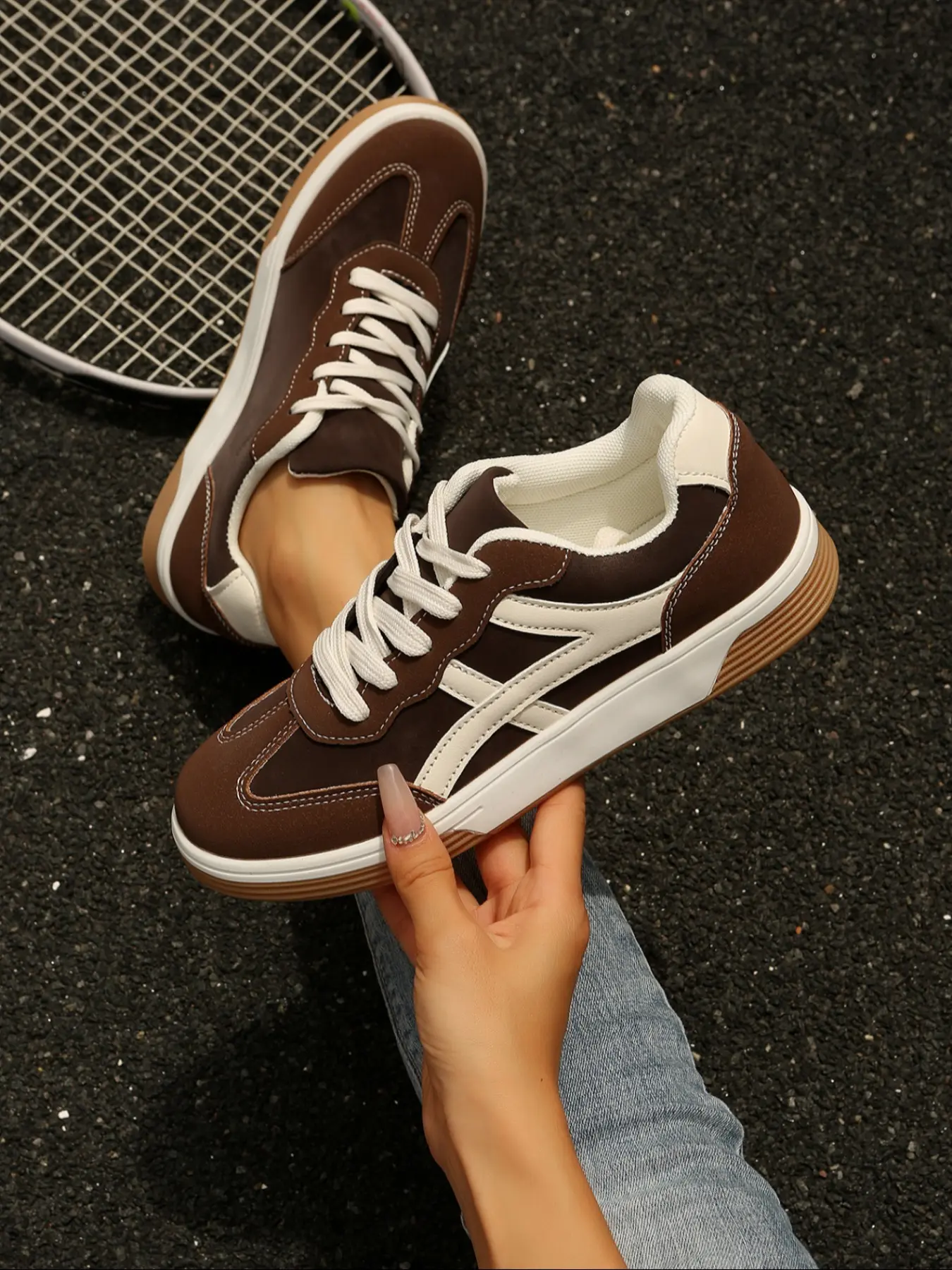 【1 PAIR = VINTAGE OUTFIT GAME CHANGER!】Burgundy Retro Sneakers 🍷 Suede+White Stripes | Chunky Soft Sole (ALL-DAY COMFY!) | Perfect for School/Commutes/Errands—Nail That Retro Vibe Effortlessly! 👟