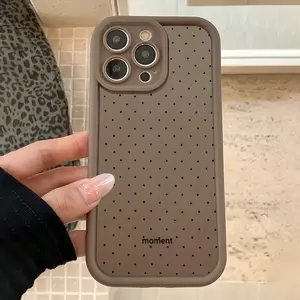 Brown Polka Dot Stylish iPhone cases Case Compatible with For iPhone 17 Pro Max 16 16e 15 14 Plus 13 12 Mini 11 Air X XS Pattern TPU Lens Protection Durable Soft Cover Gift 2D printing