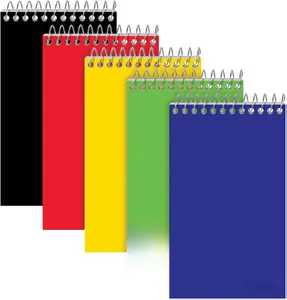 Spiral Memo Pads, Top Wire Bound, 3 x 5 Inch Pocket Notepad, College Ruled, Assorted Primary Colors, 75 Sheets, 5 Pack (25091)