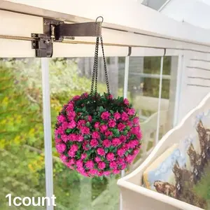 Solar Powered Hanging Light, Artificial Potted Plant Ball Shaped Hanging Light, Outdoor Garden Decoration Light for Outdoor Yard Lawn Holiday Decoration, Solar Outside Lights, Outdoor Decorative Lights