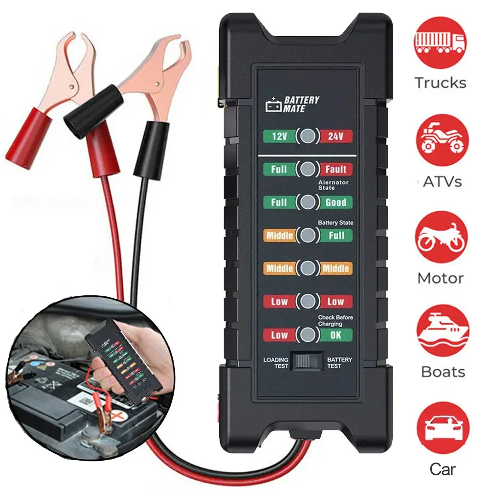 ANCEL BM410 7-Digital 12V & 24V Car Battery Health Tester, Vehicle Dynamo Diagnosis Tool, Automotive Car Repair Load Analyzer