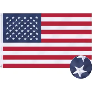 American Flag  Outdoor - USA Heavy duty US Flags with Embroidered Stars Banners Light Gift