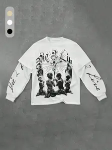 Unisex Casual Child Praying Print Pullover Sweatshirt, Fall Winter Medium Fabric, Fitted Style for Men, Women & Kids