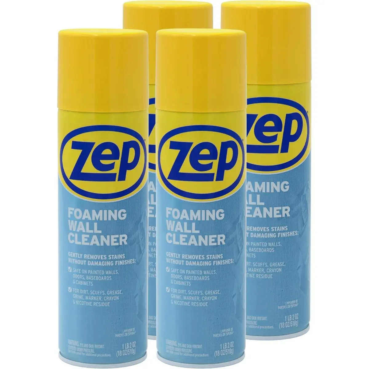 Zep ZUFWC18 Foaming Household Spray Wall Cleaner, 18 oz, Clear - Stain-Removing Formula That Won’t Damage Finishes Cleaning Products Household Spray