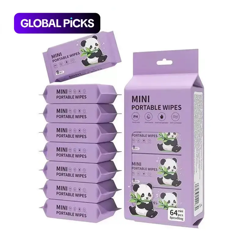 64 Pieces Mini Portable Unscented Wet Wipes, Fragrance Free Wipes, Soft Gentle Alcohol-Free Disposable Towels, Unisex for Travel, Hotel, Home and Pet Cleaning #GLOBAL PICKS