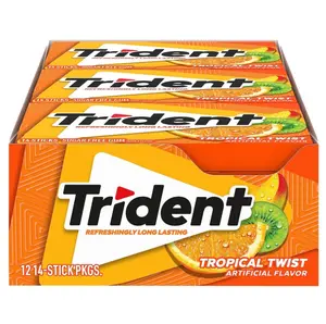 Trident Tropical Twist Sugar Free Gum, 14 Count (Pack of 12) (168 Total Pieces)