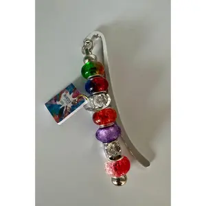 Birds Beaded Metal Bookmarks with Mini Book Charms Handmade Reading Accessories Curved Silver-Tone Hook Assorted Glass Beads Decorative Silver Spacers Unique Gift for Book Lovers