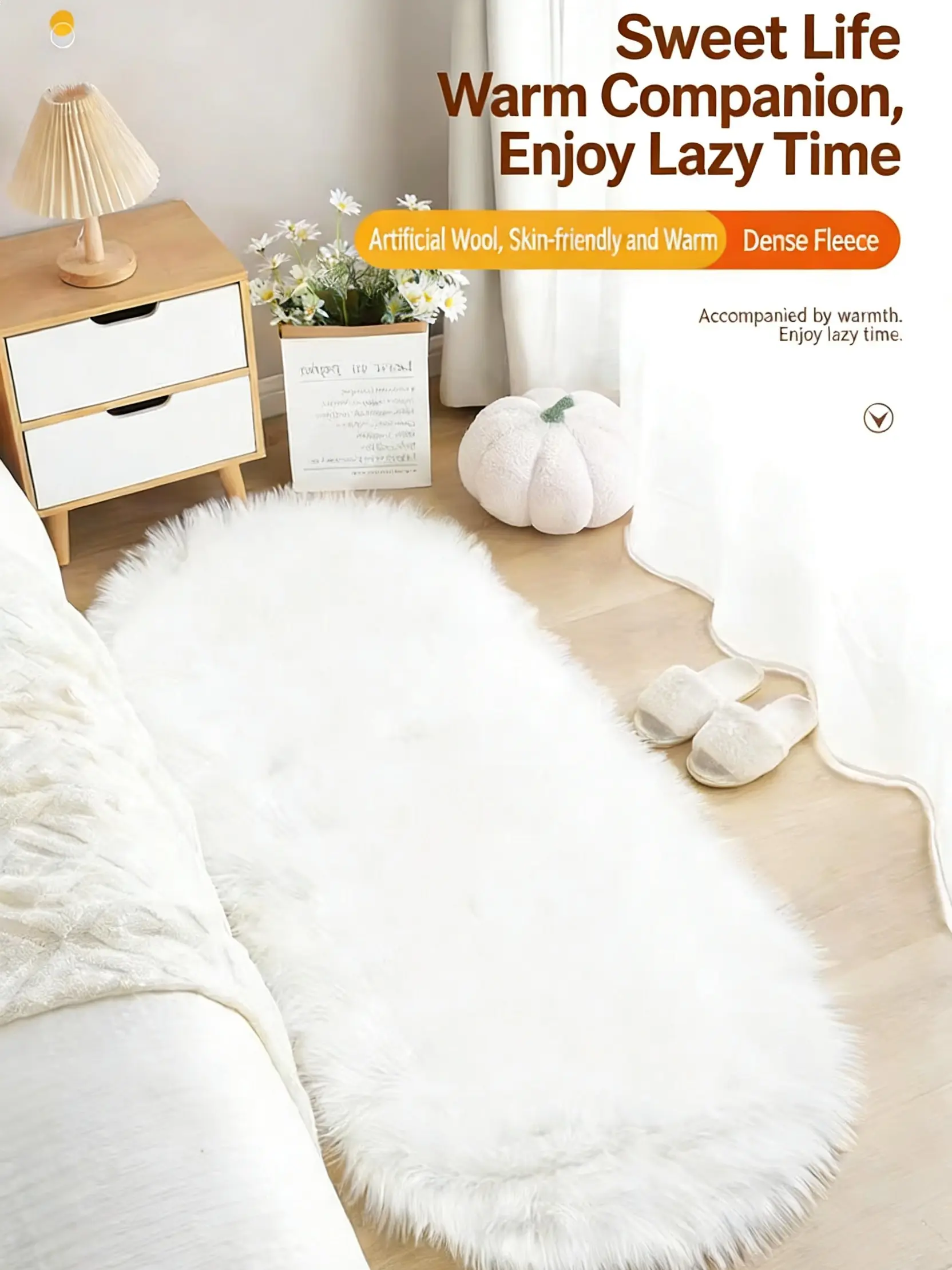 Oval artificial fur fluffy area carpet, ultra soft fluffy skin friendly carpet (19.68in × 59.05in) - artificial fur carpet, fluffy area carpet for various scenes such as living rooms, bedrooms, balconies, etc, Soft Area Rug Super Soft Rug