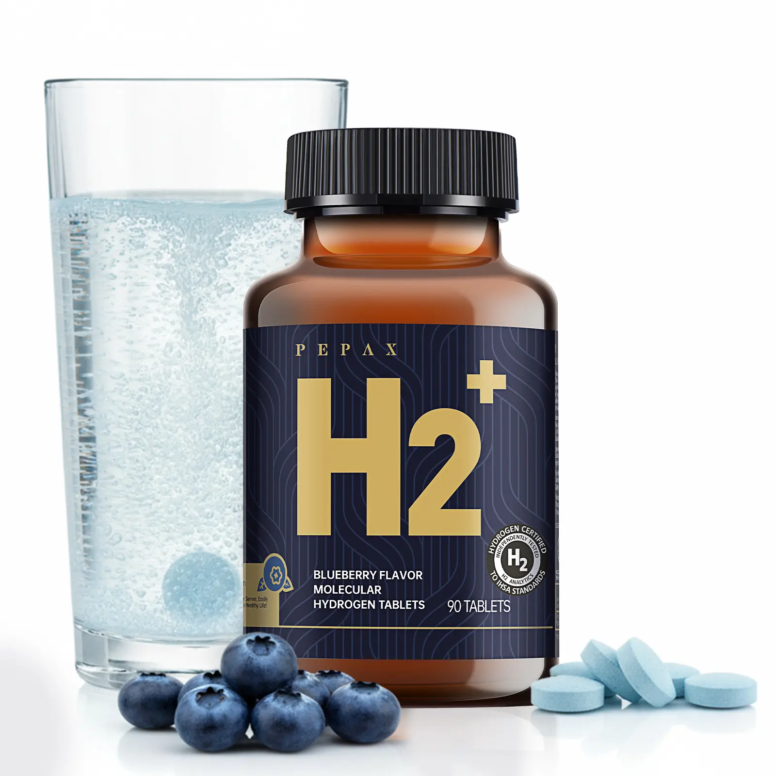 Molecular Hydrogen Water Tablets with Magnesium, 108 PPM, Rich in Antioxidants - Supports Daily Wellness & Hydration Support, 90 Count, Blueberry