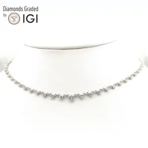 IGI Certified 1.80 CT Round Cut Natural Diamond Necklace 14k White Gold