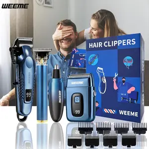 3pcs/4pcs Men's Electric Hair Clipper Set, Hair Grooming Kit, Barber Kit, USB Rechargeable Beard Trimmer, Nose Hair Trimmer, Perfect Gift for Fathers and Boyfriends