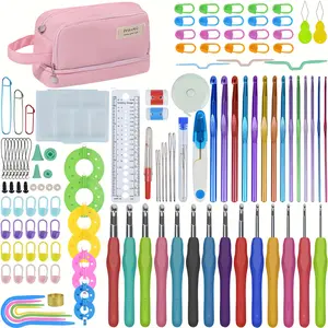 125-Piece Ergonomic Crochet Hooks Set for Adults & Seniors, 14 Sizes Soft-Grip Knitting Needles with Random Color Accessories, Ideal for Beginner to Professional Yarn Craft Projects