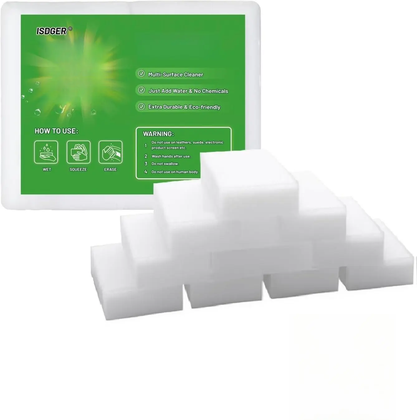 12-Pack Disposable Eco-Friendly Melamine Sponge Erasers - Scratch Resistant, Super Absorbent Multi-Functional Magic Foam for Stain Removal, Shoe Cleaning in Kitchens/Bathrooms (Bulk Home Care Supplies)