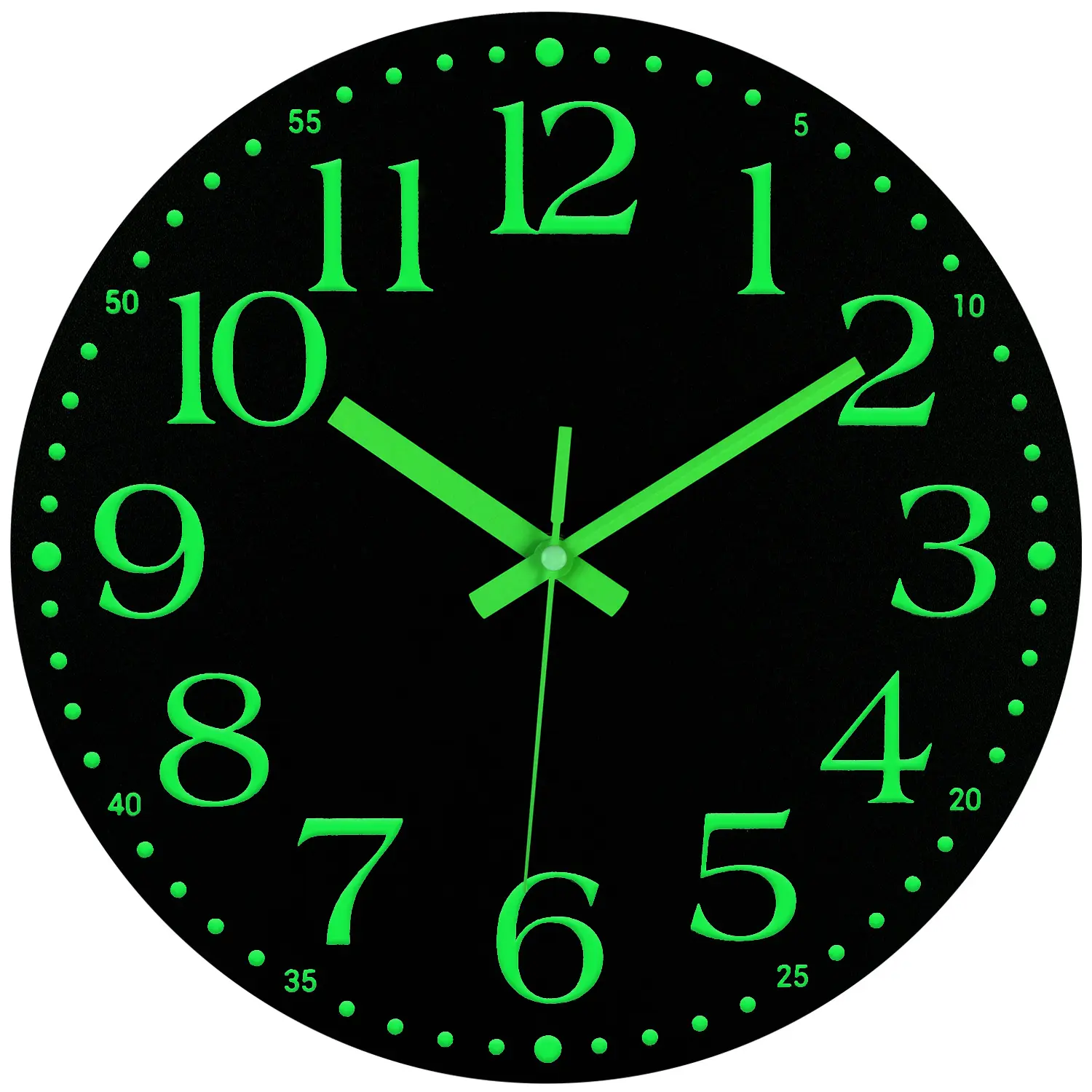 JFeng Wooden Glow in The Dark Clock, Simple Style Silent Non-Ticking Battery Operated Clock, Energy-absorbing Luminous Numerals and Hands, night light Wall Clock Decoration for Bedroom Living Room Glass Plastic
