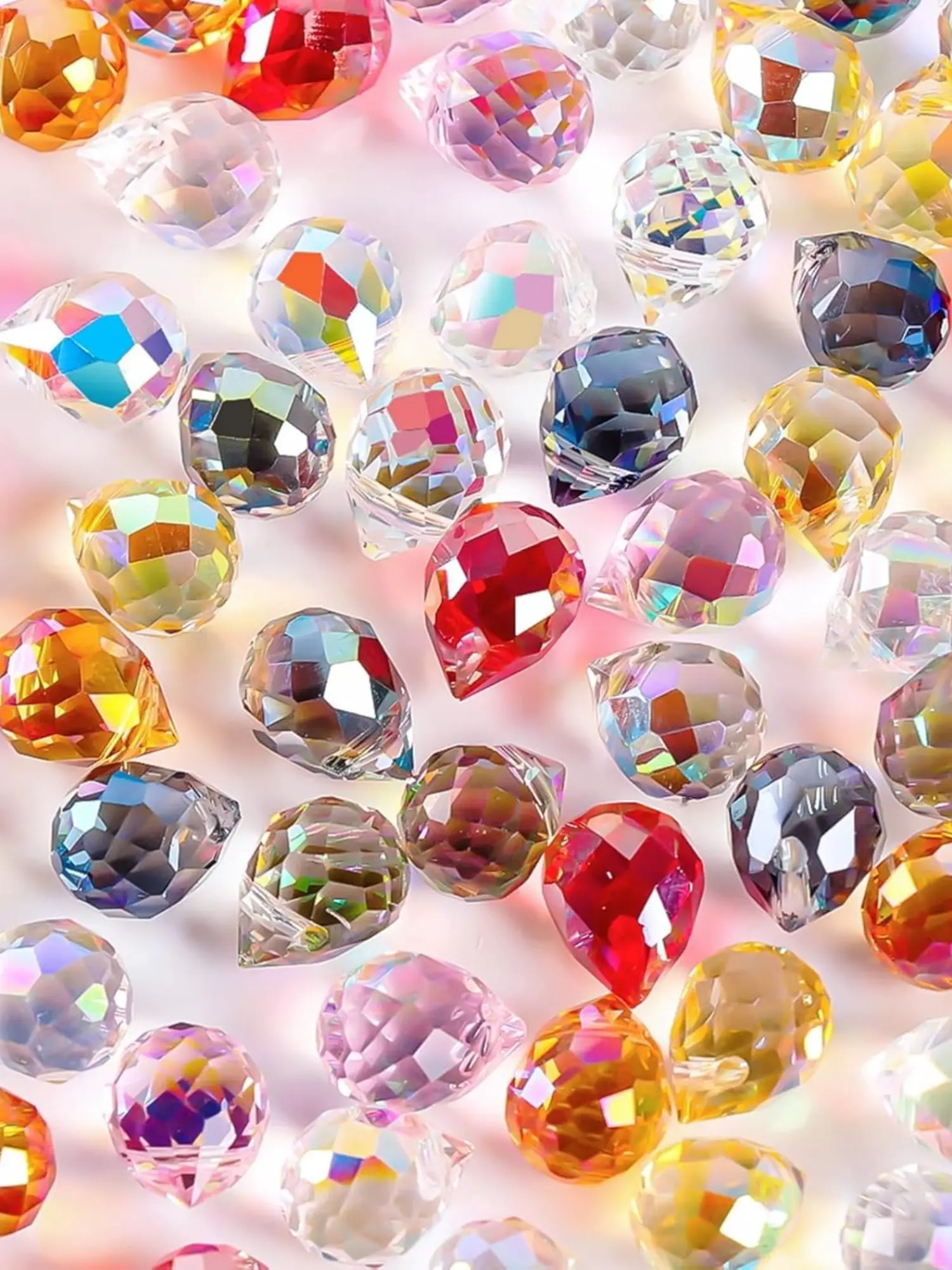 Crystal Glass Beads, 105pcs/480pcs Faceted Crystal Beads, Jewelry Making Supplies, 7/24 AB Colors Shiny Teardrop Shape Jewelry Beads Glass Beads for Necklace Bracelet Earring DIY Craft, 8x10mm with Storage Box, DIY Beads Assortment, Crystal DIY Charms
