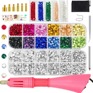 Bedazzler Kit with 3400 Pcs Hotfix Rhinestones 3/4/5mm Sizes Applicator Tool Tweezers Wax Gem Picker Zipper Bag for Fabric & Leather DIY Crafters 12+
