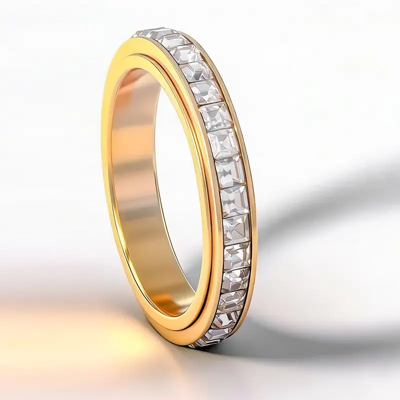 Anxiety Rings for Women and men Titanium Steel Spinner Fidget Band Rings Cubic Zirconia Relieving Anxiety Wedding Promise Lucky Rings Comfort Fit Size 6 to 11 mother's day gift ideas gf,Men jewelry gift #summervibes silver Rings