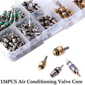 134pcs Car A/C Air Conditioning R134A Valve Core Assortment Remover Tool Kit