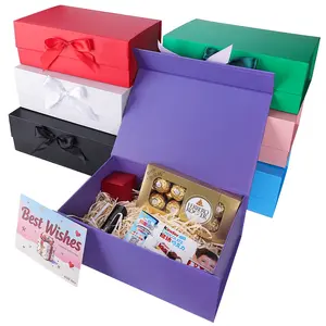 10-Piece High-End Foldable Magnetic Gift Box Set, Multicolor Bow Packaging Boxes, Various Sizes for Birthday Thank You Gifts