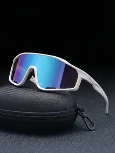 Trendy Large Frame Unisex Glasses, Colorful Lattice Design, PC Full Frame, Outdoor Leisure Sports, Includes Glass Case