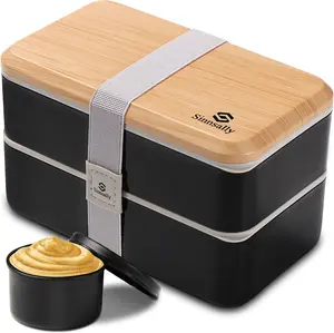 Adult Lunch Box with Compartments for Women & Men,(47oz)Stackable Japanese Bento Lunchbox,Rectangle Lunchable Food Container with Utensil Set,Leak-Proof & Microwave/Dishwasher Safe