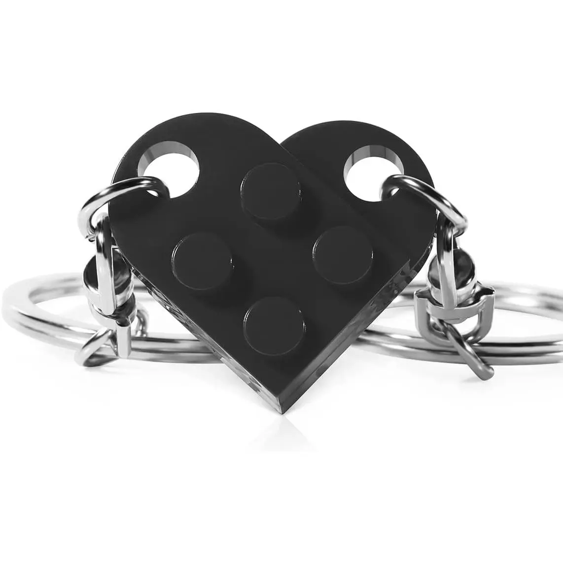 Cute Unisex Split-Heart Matching Couples Keychain - Christmas, Valentines Gifts for Boyfriend/Girlfriend, Compatible with Lego Accessories