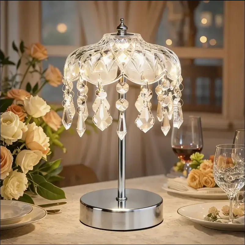 Crystal Lamp 3 Modes Vintage Lamp Cordless Lamps,3600mAh Rechargeable Lamps Flower Lamps,Room Decor for Teen Girls,Aesthetic lamp Bedroom Kitchen Bathroom, Home Decor Light, Decorative Lamp