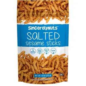 SincerelyNuts Salted Sesame Sticks 10oz Bag - High Protein Vegan Snack with No Added Sugar - Perfect for Kids & Adults - Nutritious Trail Mix Option Peanut Fruit Dried Perfume