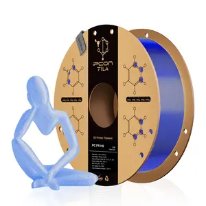 iPCON PC FR HS 250g Trial Size 3D Printing Filament, 1.75mm Random Color Ultra-Thin PC Flame Retardant High Speed 3D Printer Filament, Translucent & High Toughness PC-FR HS Filament, Low Warpage & High Strength, Perfect for Testing, Small Projects
