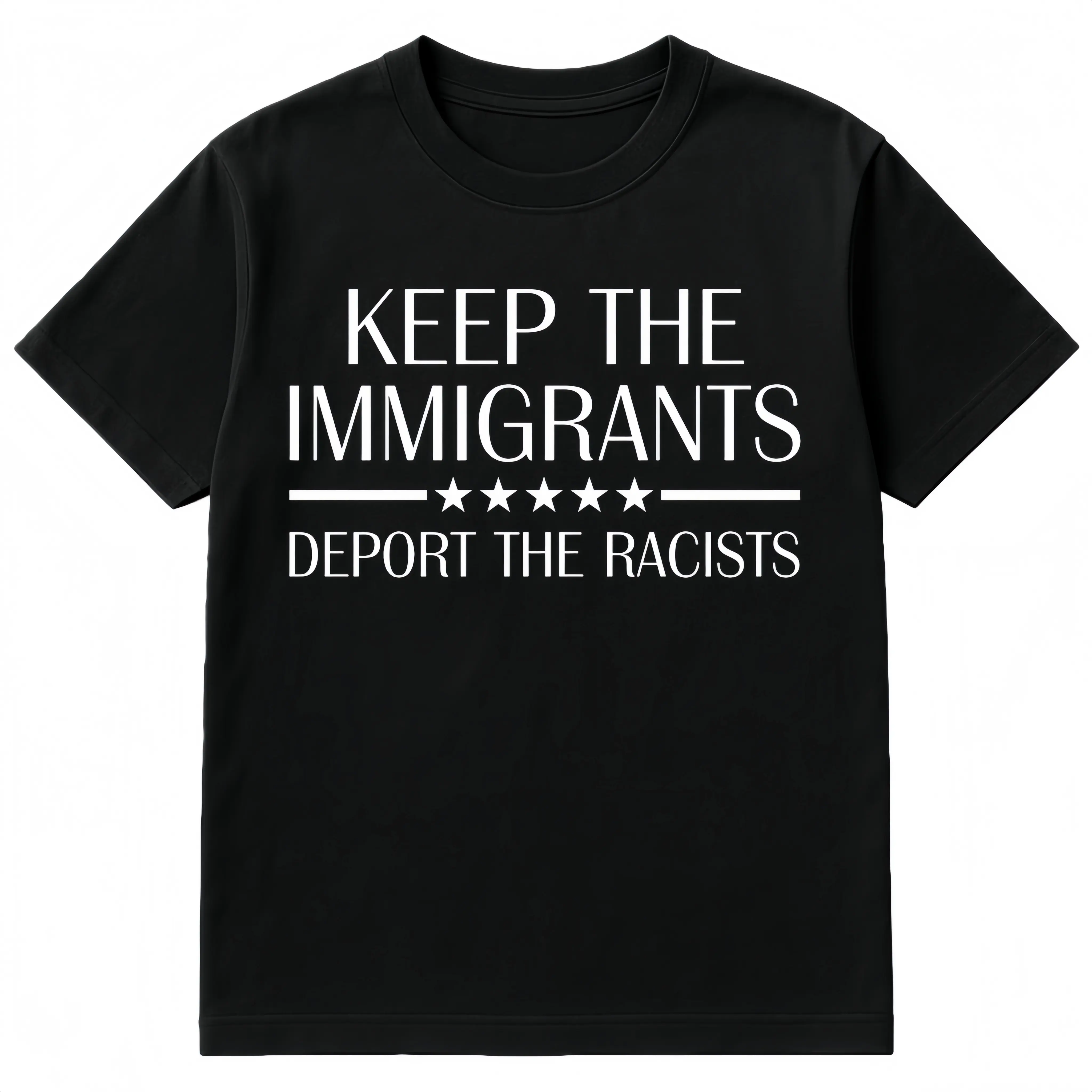 Women's Statement Top - "Keep The Immigrants Deport The Racists" Anti-Racism Graphic, Round Neck, Shortsleeve, Casual Lady Everyday T-Shirt,summervibes outdoorfun