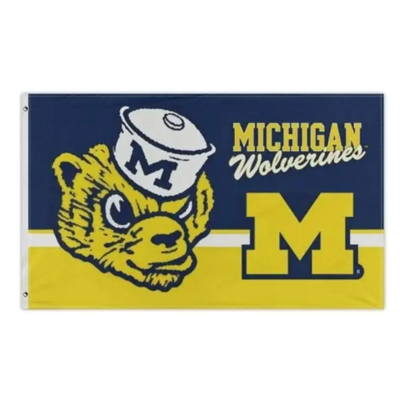 College Flags & Banners Co. Michigan Wolverines University Polyester 3x5 Print Flag, Lightweight Washable Sports Collectible, Outdoor/Indoor Home Decor Banner, Wall Backdrop for Garden, Party, Outdoor Flags