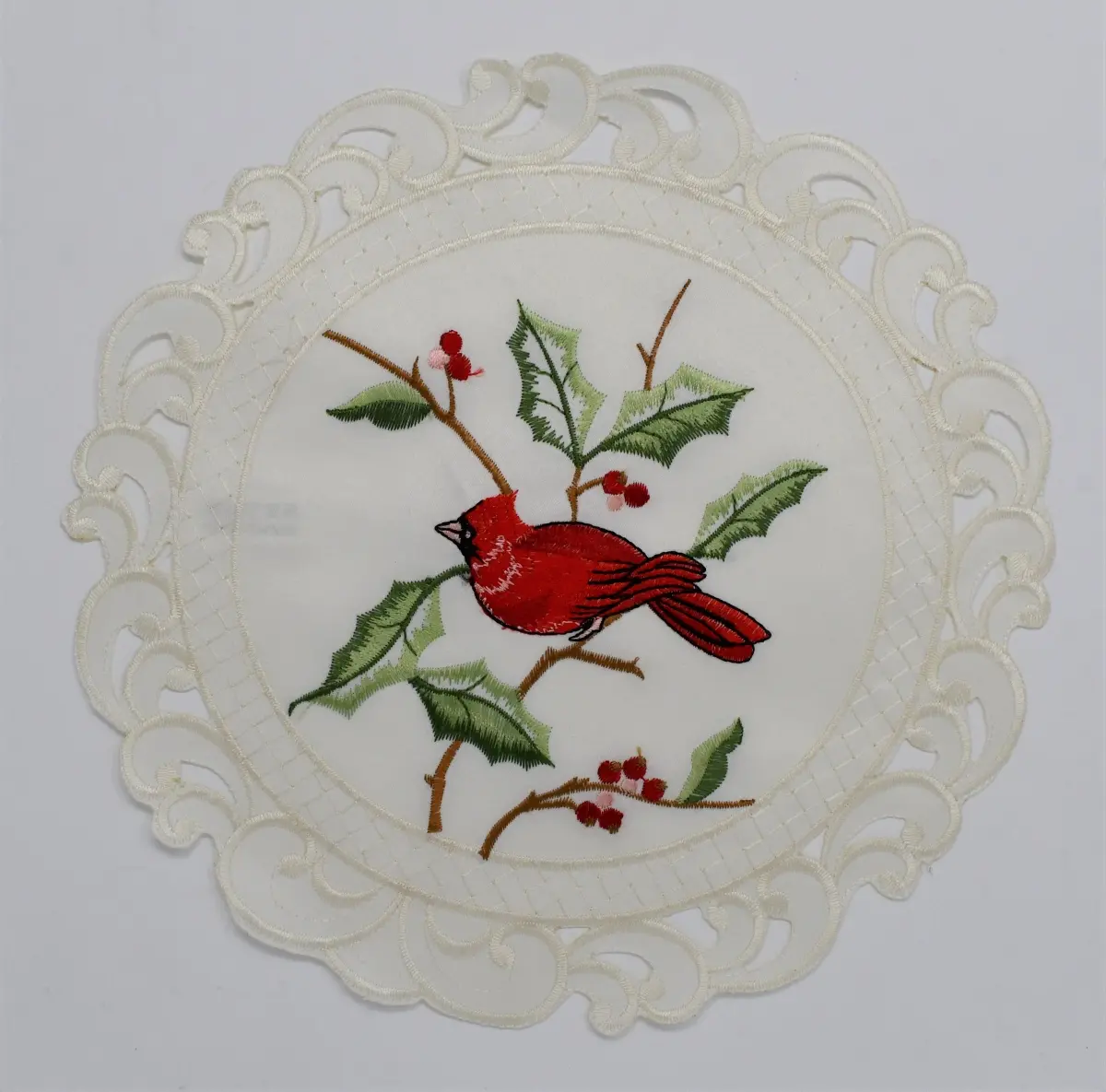 Sinobrite H9368-012 12 in. Cardinal-Print Holy Doily Set, Household Kitchen Linen Textile