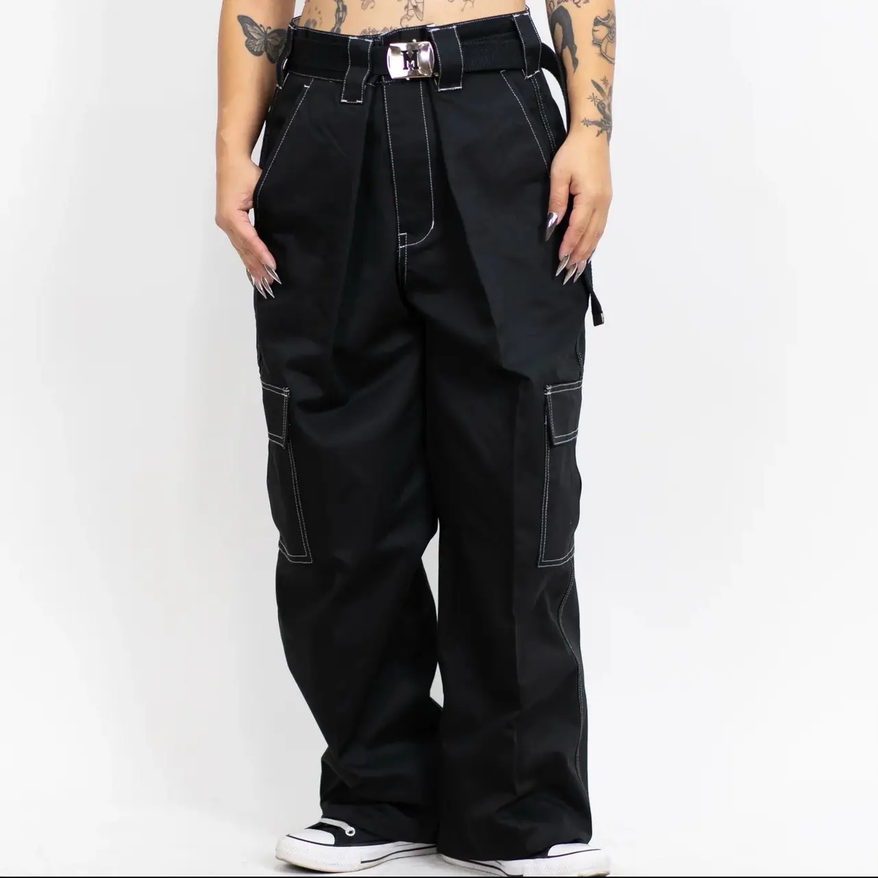 FB County Men's Loose Fit Cargo Pants in 8.5oz Cotton-Polyester Twill, Baggy Work Style with 6 Pockets, Bottom, Clothes, Button, Baggy Cargo Style Men's Pants, Zip, Menswear, Cargo Trousers