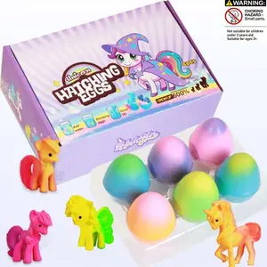 6 Pack Unicorn/Dinosaur Egg Surprise Toys, Magical Hatching Unicorn Grow in Water, Fantasy Animal Figure Easter Eggs Party Favors for Boys and Girls, Birthday Gifts, Stocking Stuffers, Christmas Goodie Bags Fillers