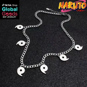 Naruto Magatama Necklace, Japanese Amulet Pendant, Anime Cosplay Jewelry, Ninja Clan Symbol Necklace for Men Women, Otaku Gift for Fans & Collectors