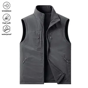 Men's Fleece-Lined Warm Fashionable Versatile Double-Sided Vest, Windproof, Water-Resistant, Skin-Friendly, Comfortable, Sleeveless Vest