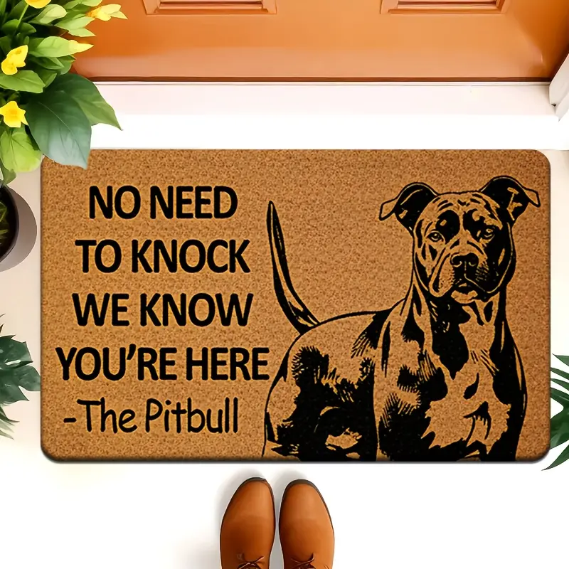1pc Rustic Pitbull Dog Doormat - Anti-Shrink Fleece Mat with Bold Print, Humor Theme Welcome Message, Durable Home Decor Accent for Entryway, Living Room