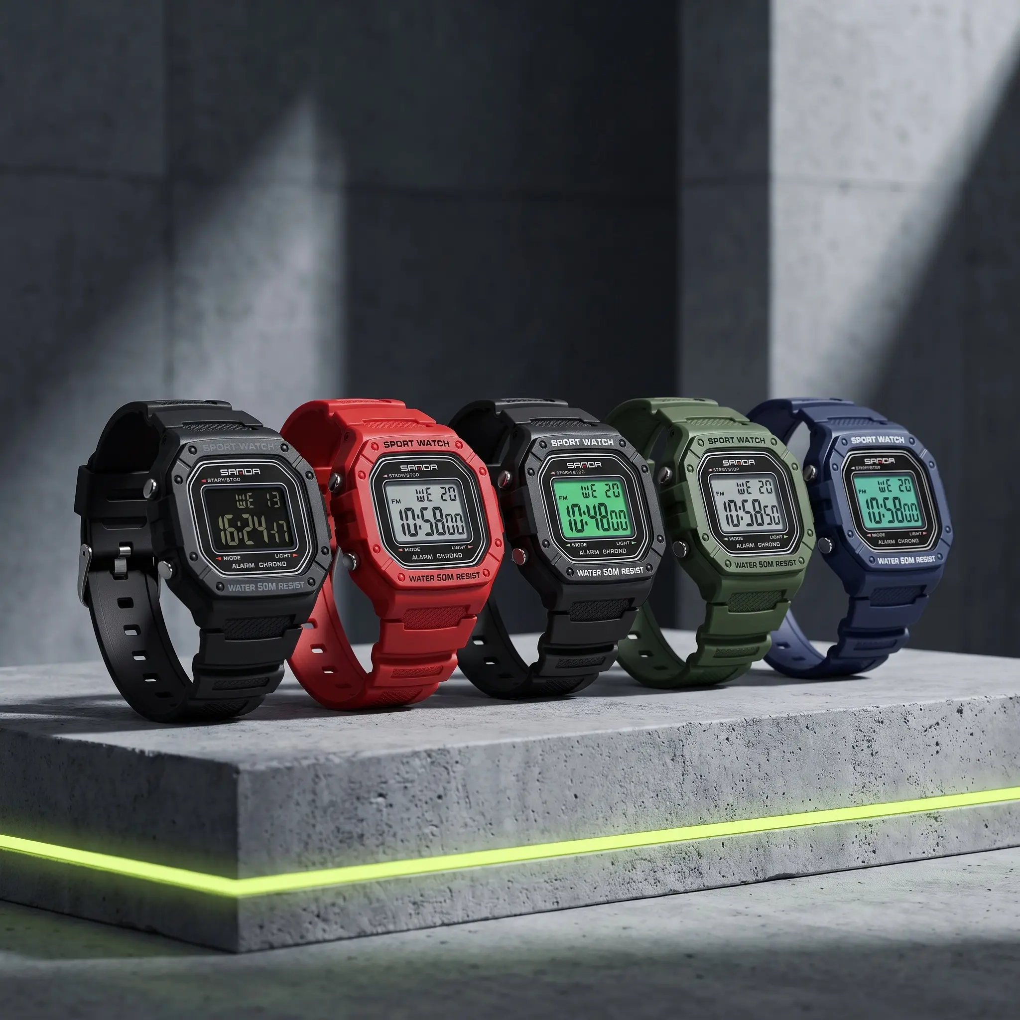 Digital Sports Watch Square Dial - Multifunction Waterproof Electronic Wristwatch with Luminous Display, Alarm, Stopwatch, and Calendar for Daily Wear and Outdoor Sports