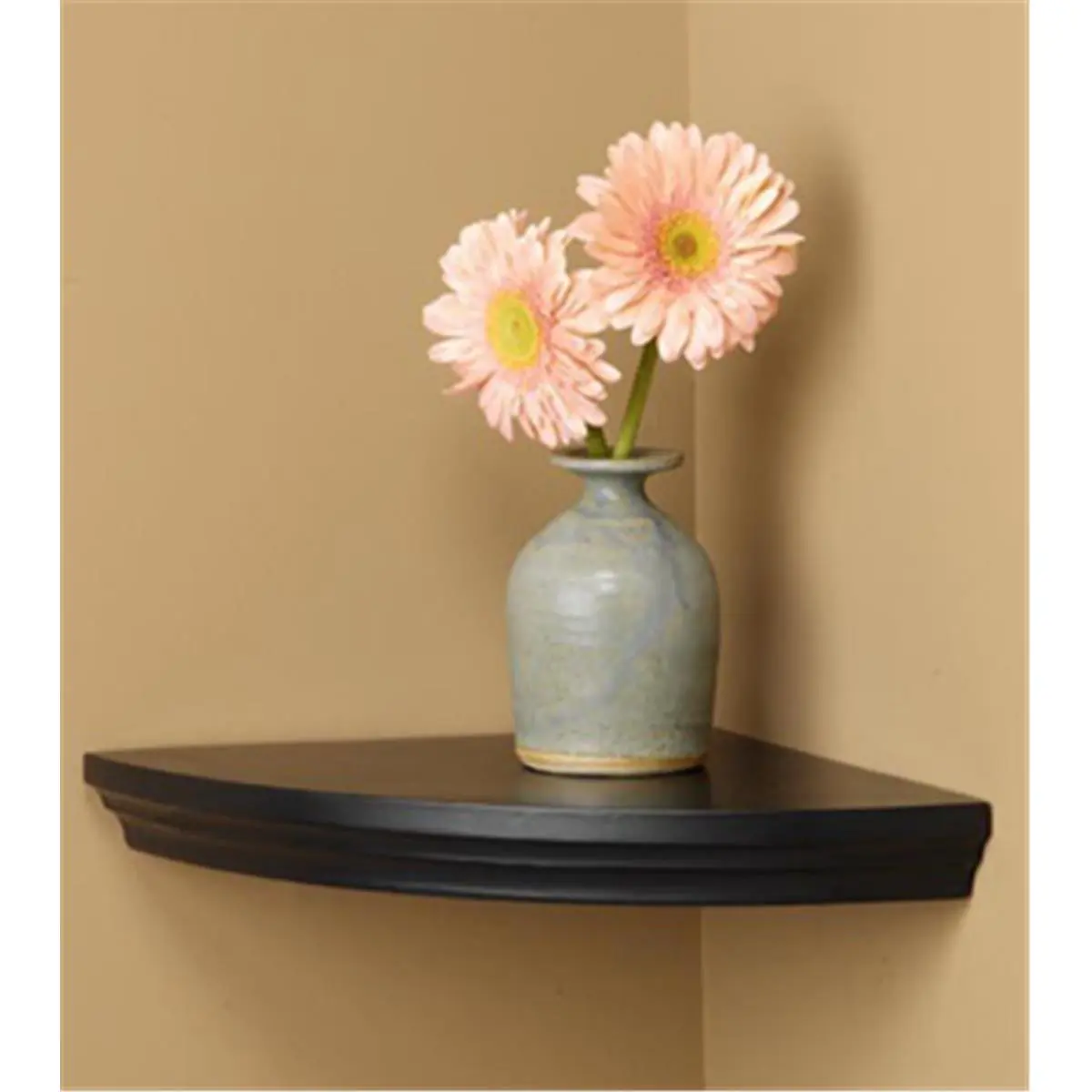 212 MAIN Black Wood Decorative Corner Wall Shelf - Amore Designs Shelving Unit for Commercial, Office Furniture Use