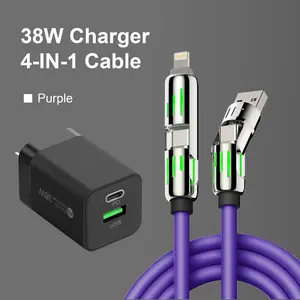 240W 4-in-1 Multi USB Charging Cable with USB A, Type-C, Lightning - MAX Fast Charging & Data Sync for iPhone 17/16/15/14/13, iPad Pro