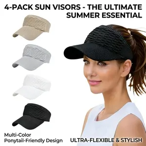 Women's 4-Piece Outdoor Sports Hat Set – Baseball Cap & Open Top Sun Visor – Full Coverage UV Sun Protection – Lightweight for Hiking Cycling Daily Outings – Summer Essential